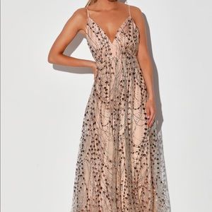 Lulu’s sequin glitter taupe dress